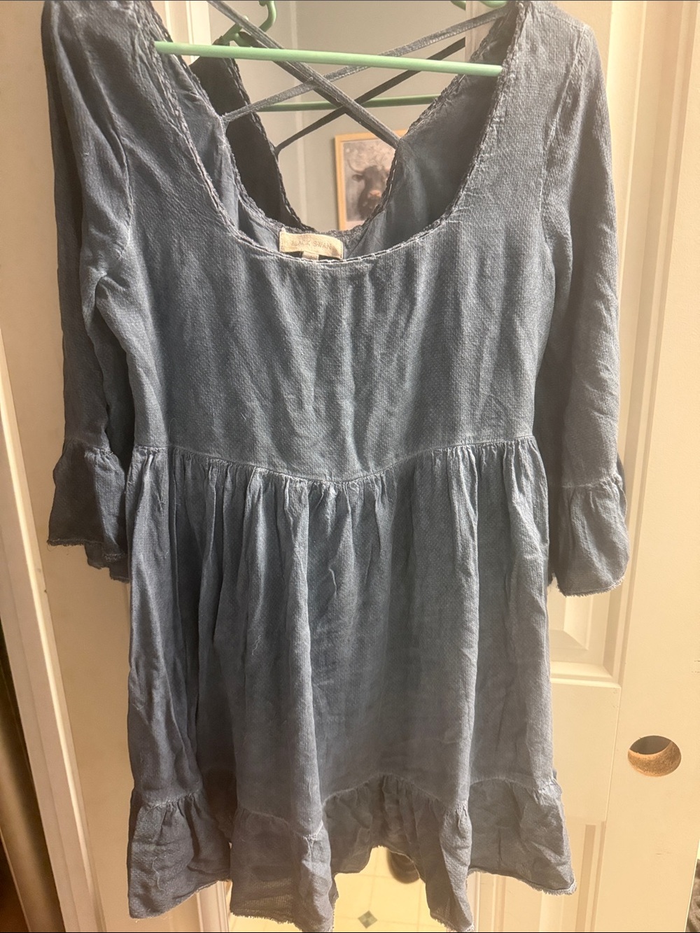 Black Swan Slub Knit BoHo Babydoll Dress